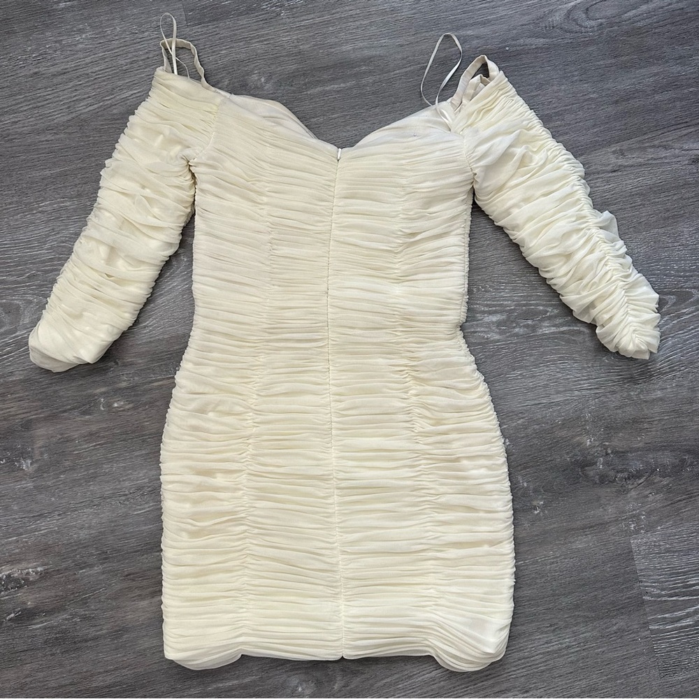 Vicky Tiel Ruched Off-Shoulder Mini Dress (Size Small) - Picture 3 of 7